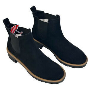 Blondo Matilda Waterproof Lug Sole Chelsea Boot Black Suede Womens 10M New $140